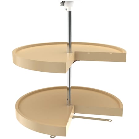 Rev-A-Shelf Classic 2 Tier 24" Pie Cut Door Mount Lazy Susan with 26-32" Adjustable Height Pole for Corner Base Cabinets Almond
