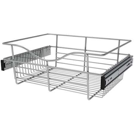 Rev-A-Shelf Classic Closet 18"W x 14"D x 7"H Pull Out Sliding Wire Closet Basket Drawer for Custom Closet Systems Chrome