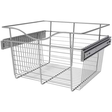 Rev-A-Shelf Classic Closet 18"W x 16"D x 11"H Wire Frame Slide Out Closet Basket for Custom Closet Systems Chrome