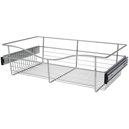 Rev-A-Shelf Classic Closet 24"W x 14"D x 7"H Sliding Pull Out Deep Closet Storage Basket for Custom Closet Systems Chrome