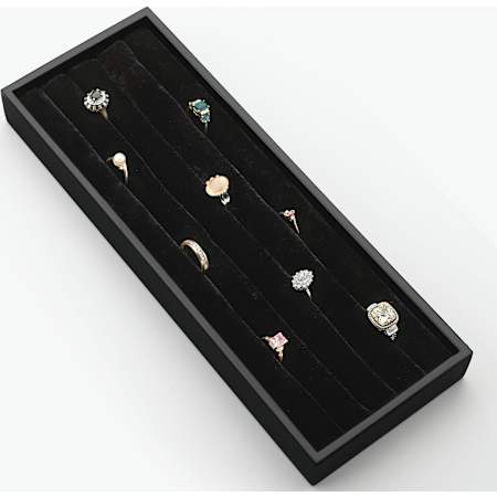 Rev-A-Shelf Classic Closet 11-5/8" x 4-1/4" Felt Lined Ring Holder Jewelry Organizer for Closet Drawers Black