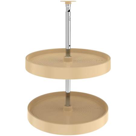 Rev-A-Shelf Lazy Daisy Polymer Double 2 Tier Shelf 18" Full Circle Lazy Susan With Adjustable Post for Corner Wall Cabinets Almond