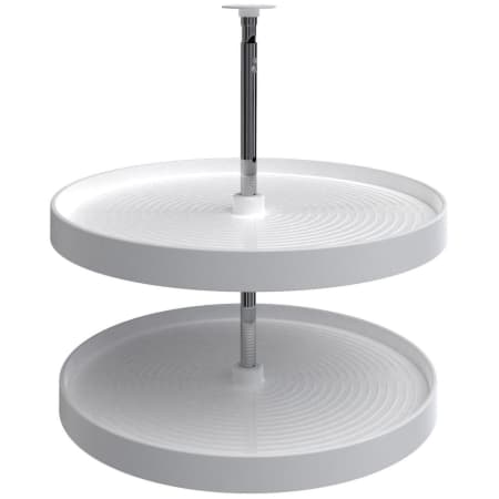 Rev-A-Shelf Lazy Daisy Polymer Double 2 Tier 24"W Full Circle Ridged Bottom Mount Lazy Susan with Adjustable Post 26-31" for Corner Base Cabinets White