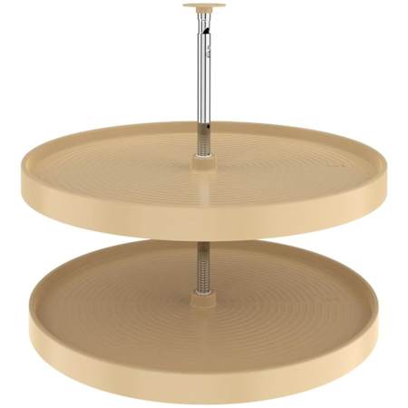Rev-A-Shelf Lazy Daisy Polymer Double 2 Tier 28" Full Circle Ridge Bottom Mount Lazy Susan for Corner Base Cabinets with Adjustable Post Almond