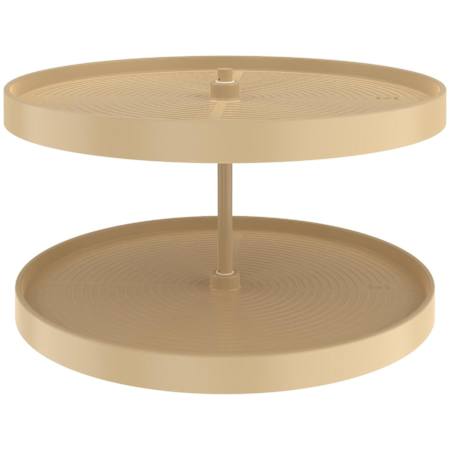 Rev-A-Shelf Lazy Daisy Polymer Double 2 Tier 28"W Full Circle Ridged Bottom Mount Lazy Susan for Corner Base Cabinets Almond