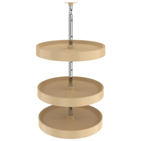 Rev-A-Shelf Lazy Daisy Polymer Triple 3 Tier Shelf 18" Full Circle Ridged Bottom Mount Lazy Susan with Adjustable Post for Corner Base Cabinets Almond