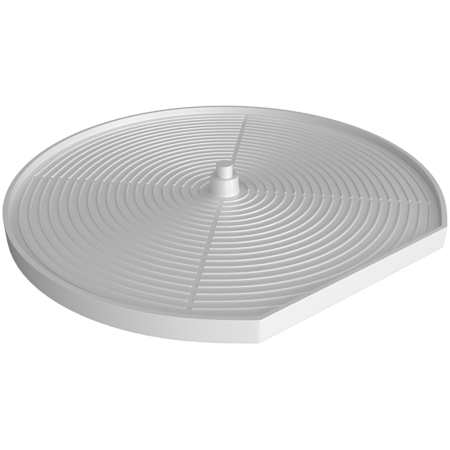 Rev-A-Shelf Lazy Daisy 32" W Polymer D Shaped Single 1 Shelf Ridged Lazy Susan with Bottom Mount Hardware for Corner Cabinets White