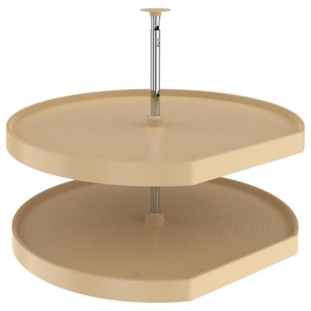 Rev-A-Shelf Lazy Daisy Polymer Double 2 Tier 32"W D Shaped Lazy Susan with Adjustable Post for Corner Base Cabinets Almond