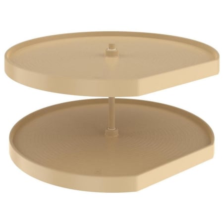 Rev-A-Shelf Lazy Daisy Polymer Double 2 Tier 32" D Shaped Bottom Mount Ribbed Lazy Susan for Corner Base Cabinets - 100 Lb Capacity Almond