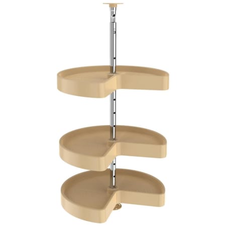 Rev-A-Shelf Lazy Daisy Polymer Triple 3 Tier 18" Kidney Ribbed Bottom Mount Lazy Susan with 34-41" Adjustable Pole for Corner Wall Cabinets - 75 Lb Weight Capacity Almond