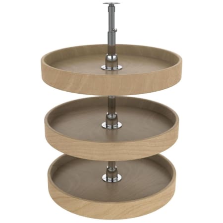 Rev-A-Shelf Lazy Daisy Banded Wood Triple 3 Tier 18" Full Circle Lazy Susan with 38-46" Adjustable Pole for Corner Wall Cabinets - 90 Lb Capacity Maple / Chrome