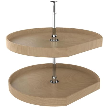 Rev-A-Shelf Lazy Daisy Natural Wood Double 2 Tier 28" D Shaped Lazy Susan with 26-31" Adjustable Pole for Corner Base Cabinets - 148 Lb Capacity Maple / Chrome