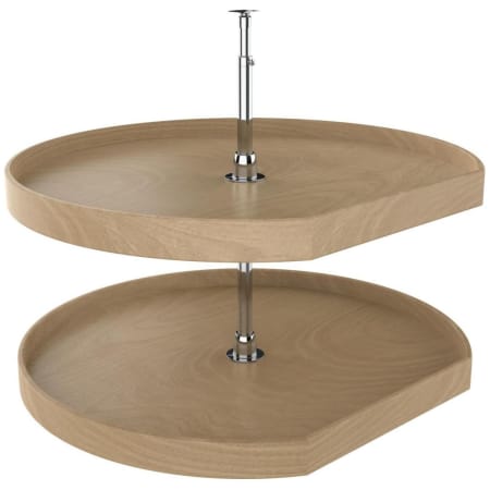 Rev-A-Shelf Lazy Daisy Wood Double 2 Tier 32" D Shaped Lazy Susan with 26-32" Adjustable Pole for Corner Base Cabinets - 200 Lb Capacity Maple / Chrome
