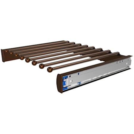 Rev-A-Shelf Classic 18"W Steel Pull Out Pant Rack Organizer with 8 Non Slip Rods and Soft Close Slides for Custom Closet Systems Bronze