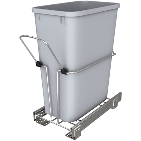 Rev-A-Shelf Classic 9-1/3"W Under Sink Steel Frame Slim Single 32 Qt / 8 Gallon Pull Out Trash Can - Dual Configuration Gray