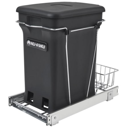 Rev-A-Shelf Classic 10-3/4"W Steel Pull Out Odor Reducing 6 Gallon Kitchen Compost Container with Rear Basket Storage Black
