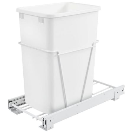 Rev-A-Shelf Classic 10-1/2"W Steel Frame Pull Out Single 35Qt / 8.75 Gallon Trash / Waste Bin with Full Extension Slides White