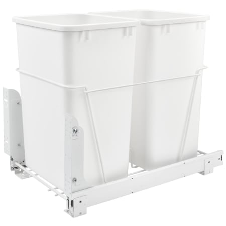 Rev-A-Shelf Classic 14-3/16"W Steel Frame Double Pull Out 35 Qt / 8.75 Gallon Trash Cans with Door Mount Kit White