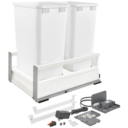 Rev-A-Shelf Tandembox 15-1/2"W Double 50Qt / 12.5 Gallon Pull Out Trash Can System with Bump to Open Servo Drive and Soft Close Slides White