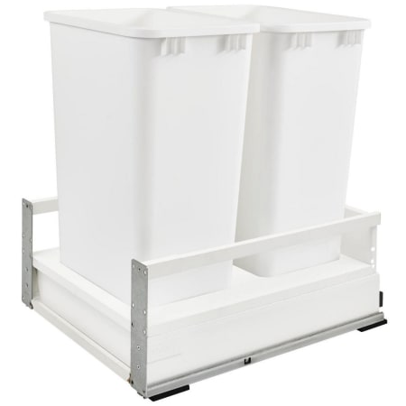 Rev-A-Shelf Tandembox 15-1/2"W Double 35Qt / 8.75 Gallon Pull Out Trash Can with Bump to Open Servo Drive and Soft Close Slides White