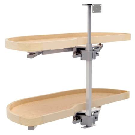 Rev-A-Shelf Modern 38"W Soft Close Pull Out and Pivot Two Tier Left Girasolo Lazy Susan Blind Corner Optimizer with Wood Shelves Light Brown