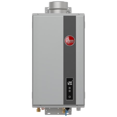 Rheem 7 GPM 160,000 BTU 120 Volt Residential Indoor Natural Gas Tankless Water Heater with LeakGuard Leak Detection and Remote Stainless Steel