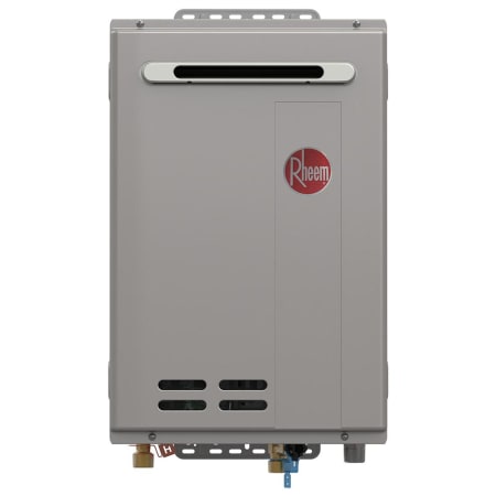 Rheem 9.5 GPM 199,900 BTU 120 Volt Residential Outdoor Natural Gas Tankless Water Heater with Remote and Wi-Fi Stainless Steel