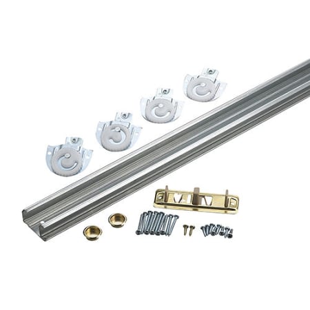 Richelieu 48 Inch Top Mount Bypass Door Track For doors up to 60 Pounds Brass