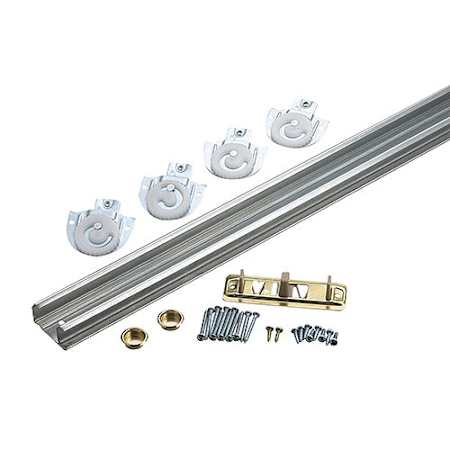 Richelieu 96 Inch Top Mount Bypass Door Track For doors up to 60 Pounds Brass
