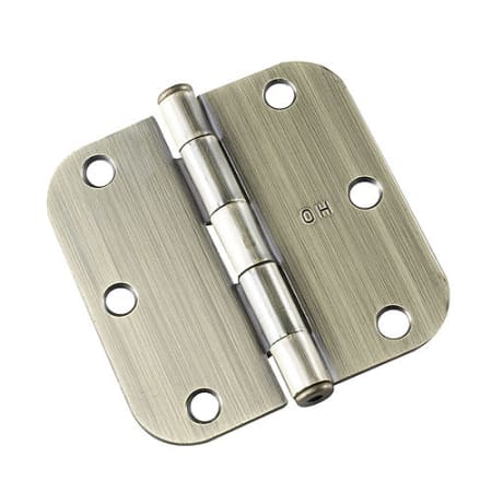 Richelieu 3-1/2 Inch x 3-1/2 Inch Plain Bearing 5/8 Inch Radius Corner Mortise Door Hinge - Pair Antique Brass