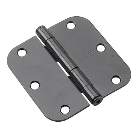 Richelieu 3-1/2 Inch x 3-1/2 Inch Plain Bearing 5/8 Inch Radius Corner Mortise Door Hinge - Three Hinges Black