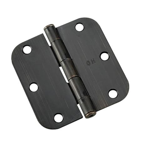 Richelieu 3-1/2 Inch x 3-1/2 Inch Plain Bearing 5/8 Inch Radius Corner Mortise Door Hinge - Pair Oil-Rubbed Bronze