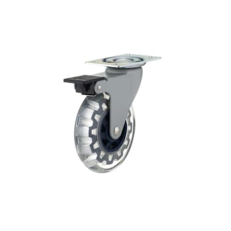 Richelieu 130 lb. Maximum Weight Capacity Swivel Mount Caster with Brake Royal Blue / Clear