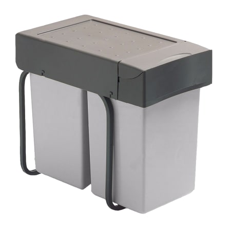 Richelieu 227 Series Bottom Mount Double Bin Trash Can with Full Extension Slides - 14.79 Quart Capacity per Bin Grey