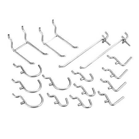 Richelieu Set of 16 Garage Hooks for Pegboards Zinc