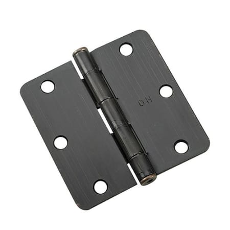 Richelieu 3-1/2 Inch x 3-1/2 Inch Plain Bearing 1/4 Inch Radius Corner Mortise Door Hinge - Pair Oil-Rubbed Bronze