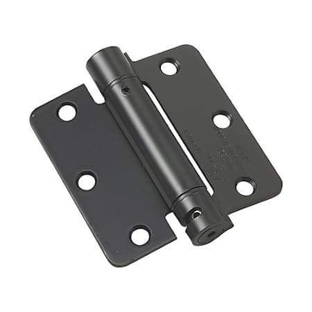 Richelieu 3-1/2 Inch x 3-1/2 Inch Spring 1/4 Inch Radius Corner Mortise Door Hinge - Pair Black