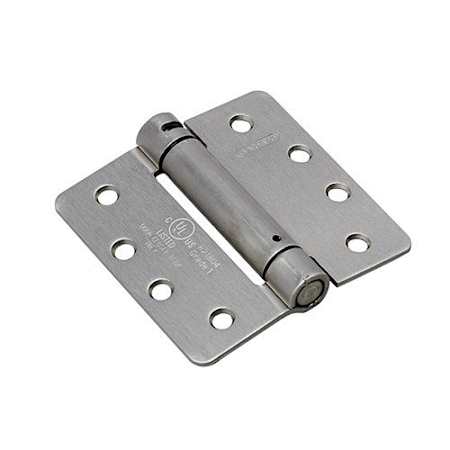Richelieu 4 Inch x 4 Inch Spring 1/4 Inch Radius Corner Mortise Door Hinge - Pair Brushed Nickel