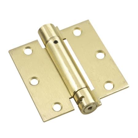 Richelieu 3-1/2 Inch x 3-1/2 Inch Spring Square Corner Mortise Door Hinge - Single Hinge Brass