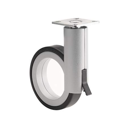 Richelieu Rotola Series 3-9/16" Diameter 132 lbs Max Weight Caster with Square Mounting Plate and Brake Aluminum / Black
