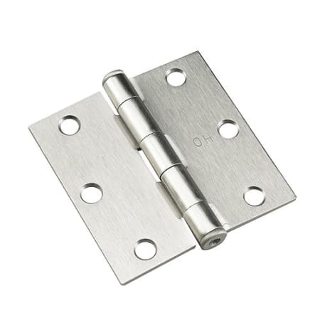 Richelieu 3 Inch x 3 Inch Plain Bearing Square Corner Mortise Door Hinge - Pair Brushed Nickel