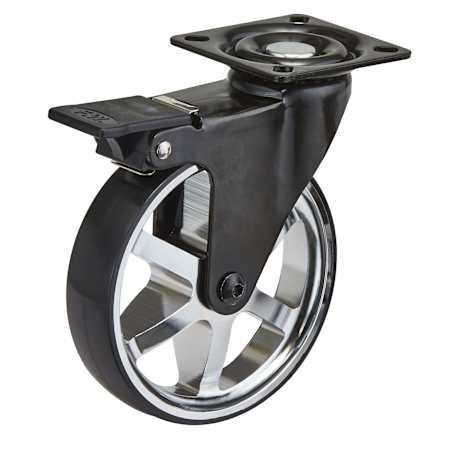 Richelieu 110lb Max Weight Swivel Caster with Brake Black / Chrome