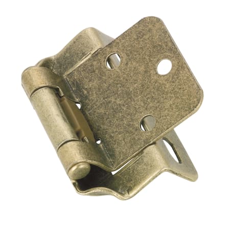 Richelieu 5/8 Inch Partial Overlay Wrap Around Cabinet Door Hinge with Self Close Function - Pair Antique Brass