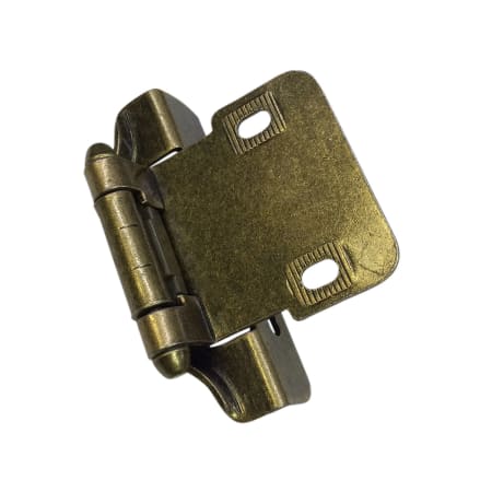 Richelieu 1/4 Inch Partial Overlay Wrap Around Cabinet Door Hinge with Self Close Function and Adjustable Mount - Pair Antique Brass