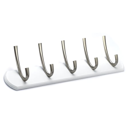 Richelieu 3-1/2 Inch Wide 5 Hook Wooden Coat Rack White / Brushed Nickel