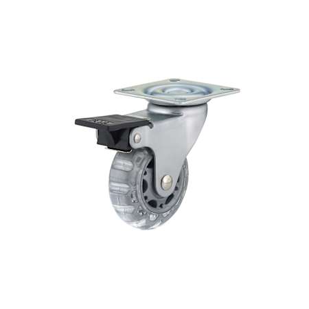 Richelieu 85 lb. Maximum Weight Capacity Swivel Mount Caster with Brake Grey / Clear