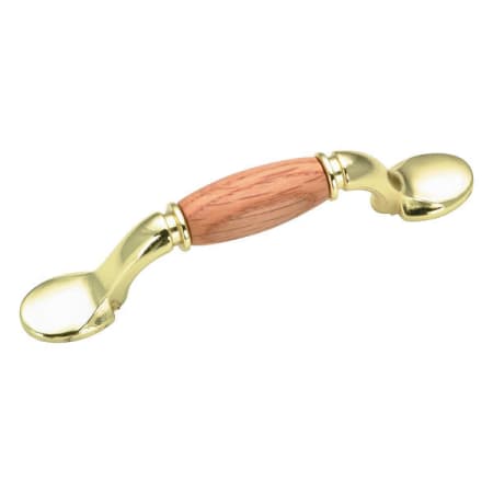 Richelieu 3 Inch Center to Center Handle Cabinet Pull from the Expression Collection Brass / Oak