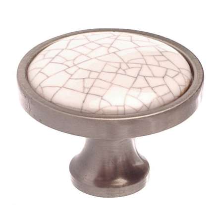 Richelieu Expression 1-1/8 Inch Mushroom Cabinet Knob Brushed Nickel / Crackle White