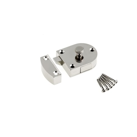 Richelieu 3-1/4 Inch Long Concealed Button Gate Latch with Dummy Knob Polished Nickel