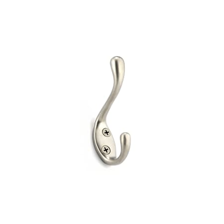 Richelieu 3-5/16 Inch Double Metal Coat Hook (Package of 4) Matte Nickel